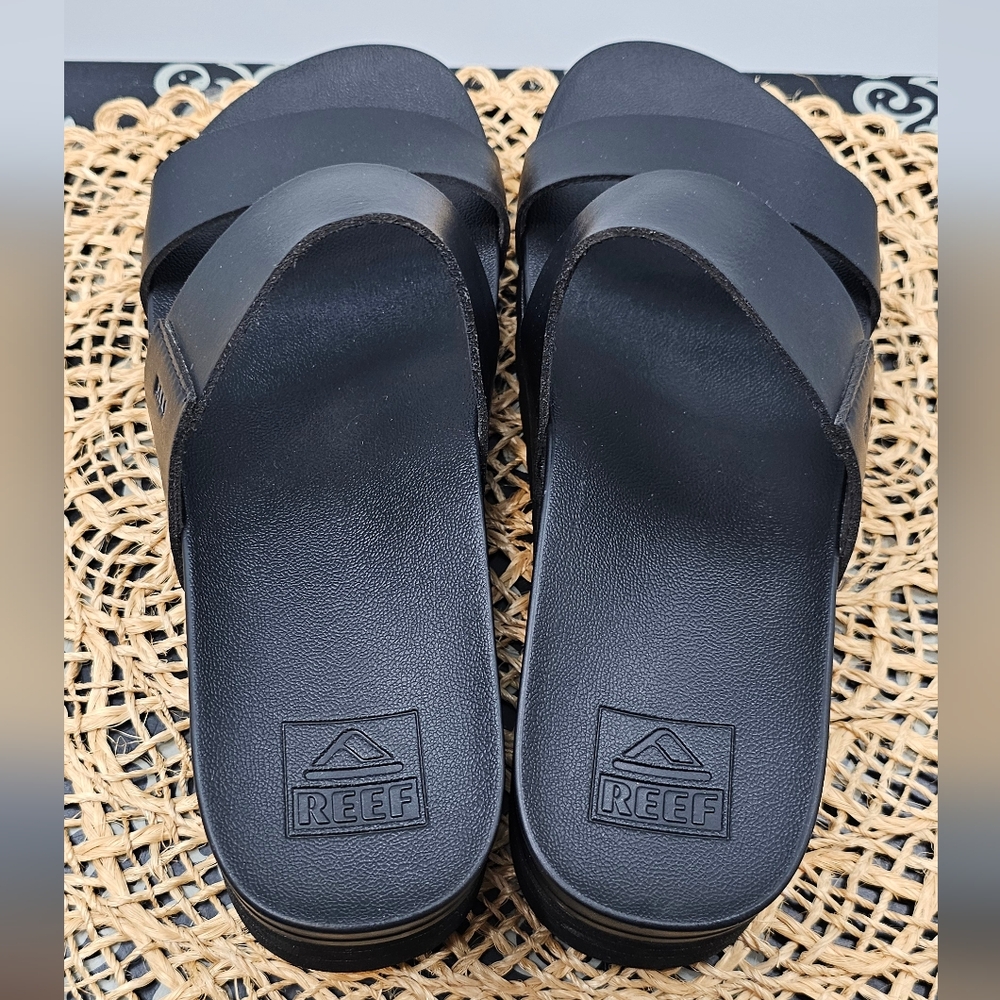 Reef Women’s Black Double-Strap Platform Slide Sandals - Picture 7 of 9